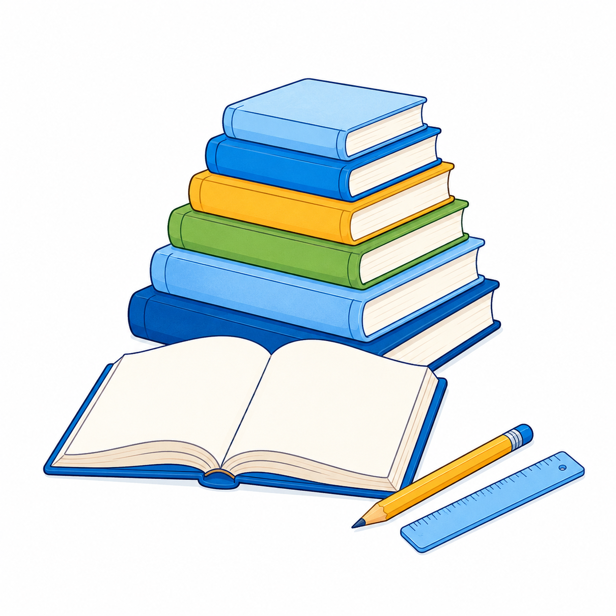 Libros y útiles escolares que representan los materiales educativos de Espacio Paideia