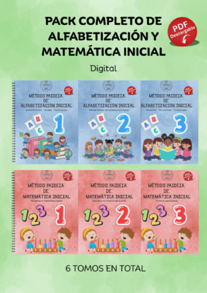 Pack completo Método Paideia · Alfabetización + Matemática Inicial · 6 tomos - Digital