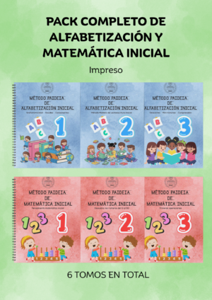 Pack completo Método Paideia · Alfabetización + Matemática Inicial · 6 tomos - Impreso